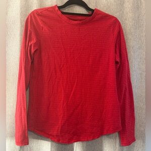 Red Long Sleeve Top with Glitter Stripes